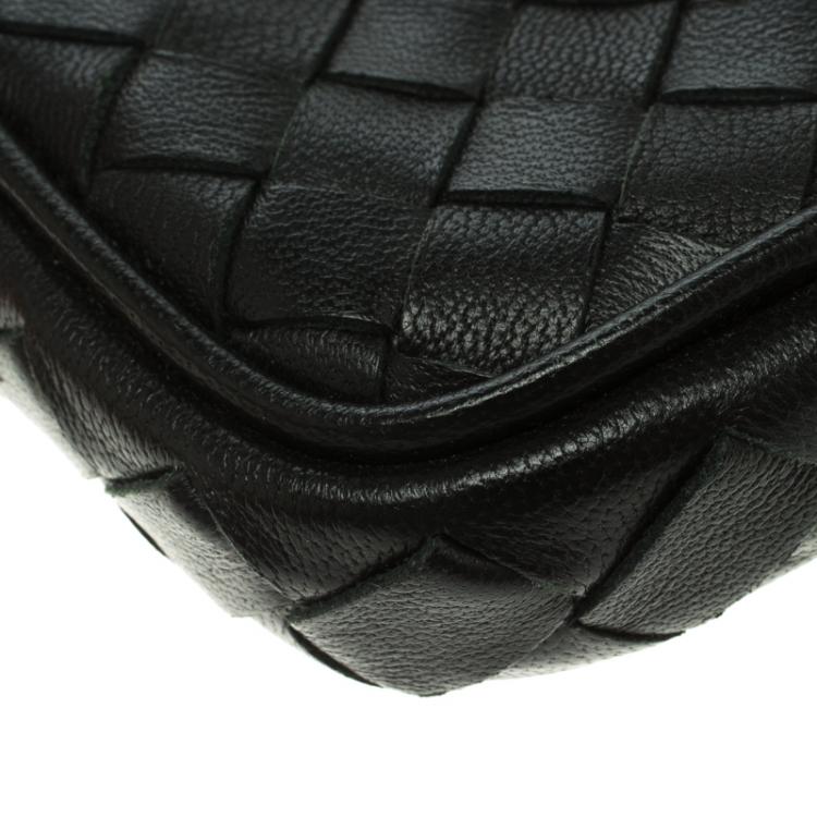 Pre Owned Bottega Veneta Black Intrecciato Leather High Tech Case Holder