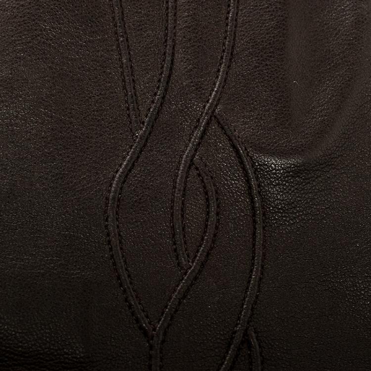 Pre Owned Bottega Veneta Dark Brown Leather Gloves 
