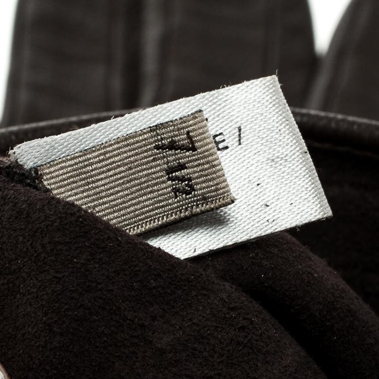 Pre Owned Bottega Veneta Dark Brown Leather Gloves 