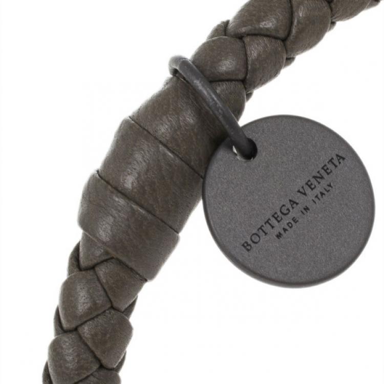 Pre Owned Bottega Veneta Intrecciato Nappa Olive Green Bracelet S