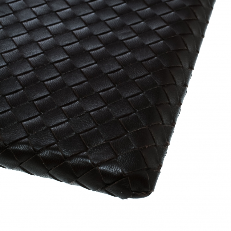 Pre Owned Bottega Veneta Brown Intrecciato Leather Ipad Case