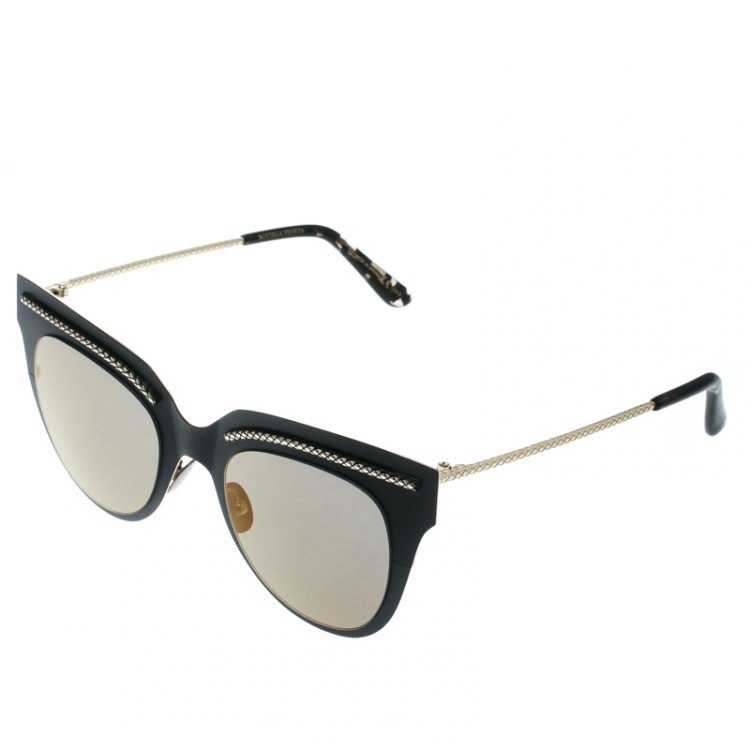 Pre Owned Bottega Veneta Matte Black / Black BV2900S Cat Eye Sunglasses