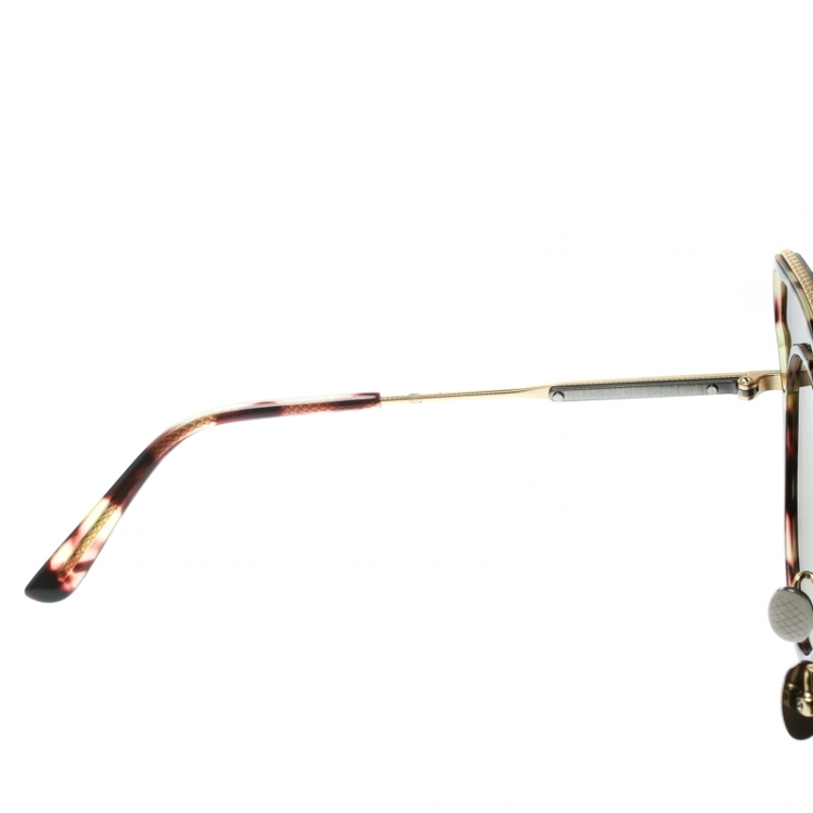 Pre Owned Bottega Veneta Gold/Black Mirrored BV0094S Cat Eye Sunglasses