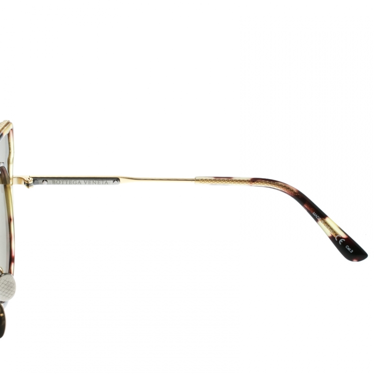 Pre Owned Bottega Veneta Gold/Black Mirrored BV0094S Cat Eye Sunglasses