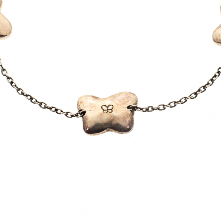 Pre Owned Bottega Veneta Butterfly Charm Silver Bracelet