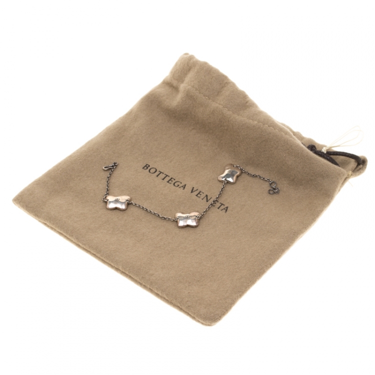 Pre Owned Bottega Veneta Butterfly Charm Silver Bracelet