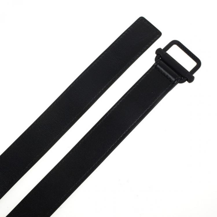 Pre Owned Bottega Veneta Black Leather Skinny Belt