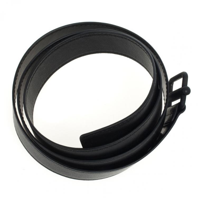 Pre Owned Bottega Veneta Black Leather Skinny Belt