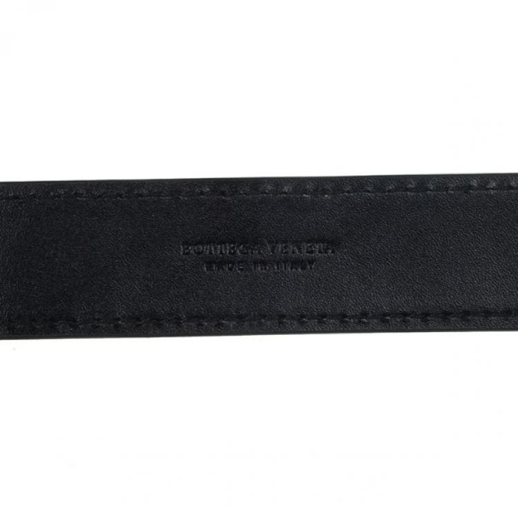 Pre Owned Bottega Veneta Black Leather Skinny Belt