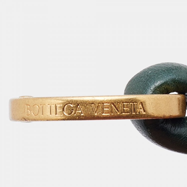 Pre Owned Bottega Veneta Green/Pink Intrecciato Leather Key Chain