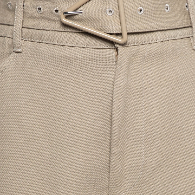 Pre Owned Bottega Veneta Beige Cotton Wide Leg Cargo Pants M