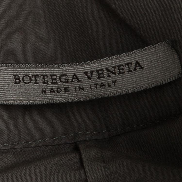 Pre Owned Bottega Veneta Grey Draped Collar Detail Crinkled Dress S