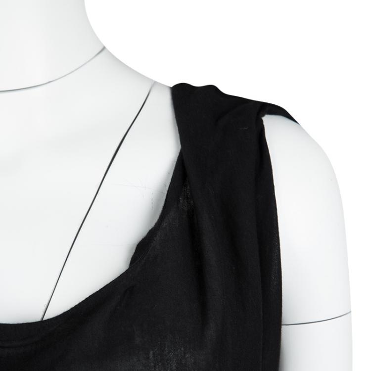 Pre Owned Bottega Veneta Black Cotton Draped Sleeveless Top M