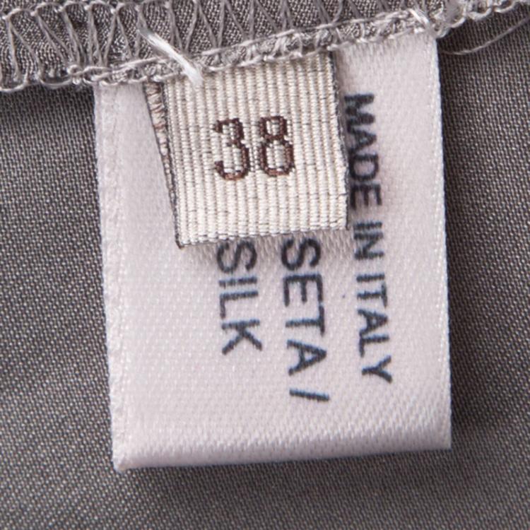 Pre Owned Bottega Veneta Grey Long Sleeve Silk Shirt S