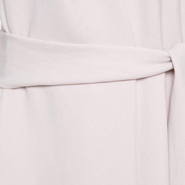 Pre Owned Bottega Veneta Beige Draped Neckline Detail Belted Dress M