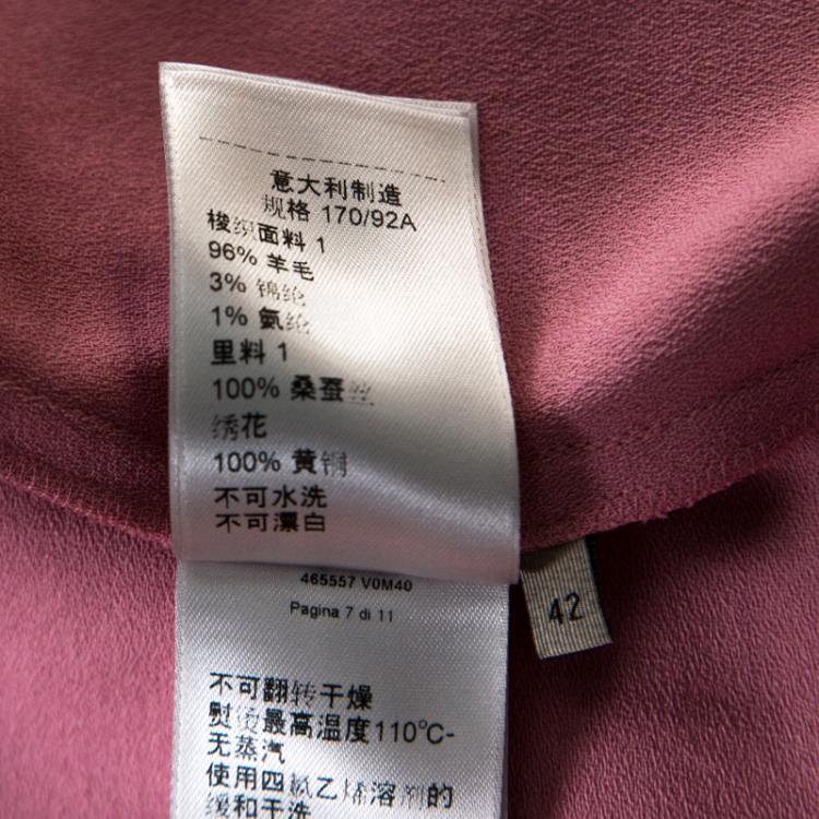 Pre Owned Bottega Veneta Dusty Rose Boudoir Wool Studded Detail Fit and Flare Dress M