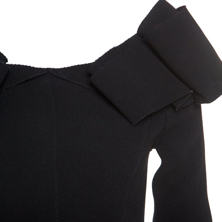 Pre Owned Bottega Veneta Black Stretch Crepe Off Shoulder Dress S