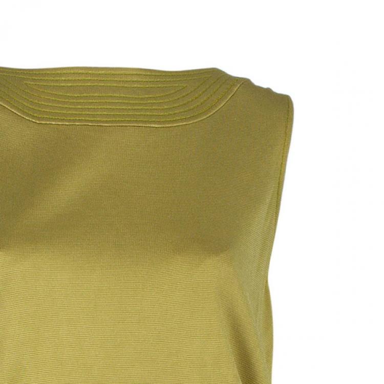 Pre Owned Bottega Veneta Yellow Jersey Belted Gown M