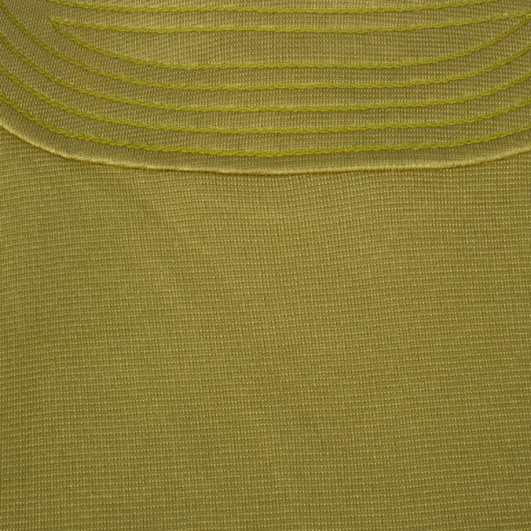 Pre Owned Bottega Veneta Yellow Jersey Belted Gown M