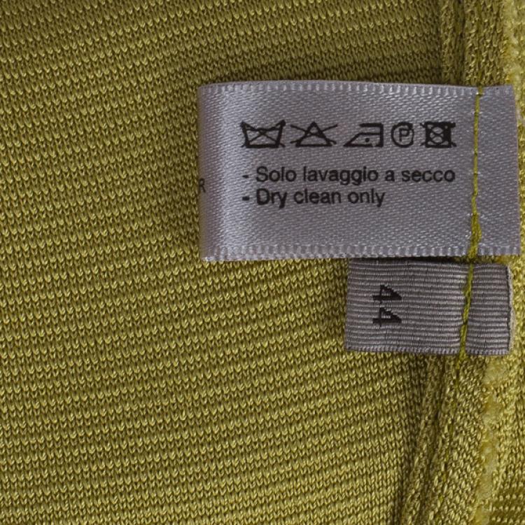 Pre Owned Bottega Veneta Yellow Jersey Belted Gown M