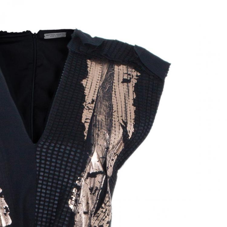 Pre Owned Bottega Veneta Metallic Chiffon and Georgette Gown S