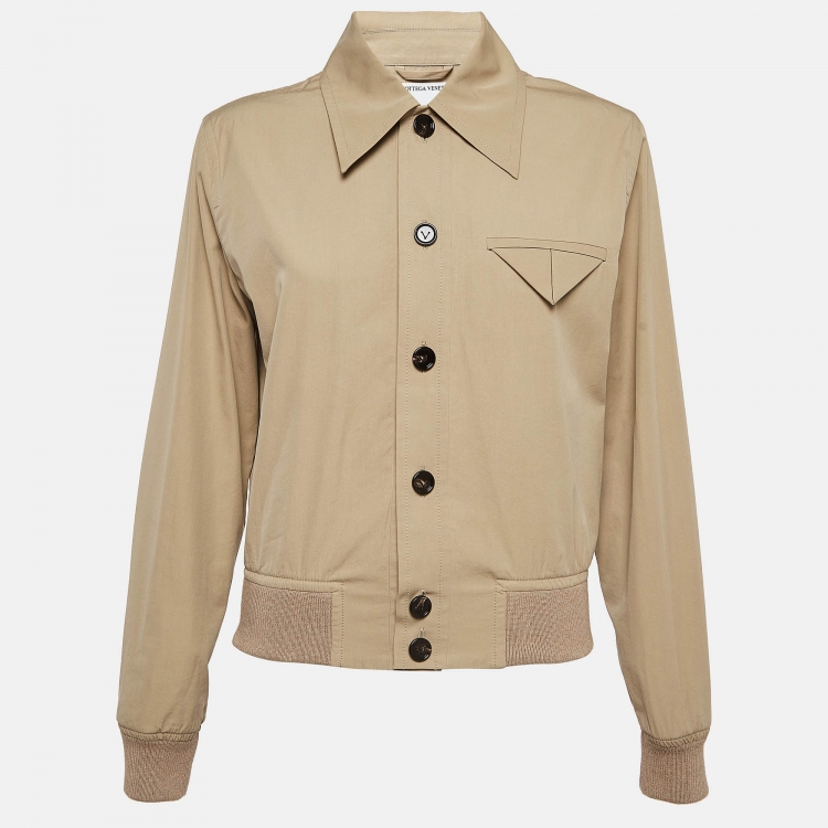 Bottega Veneta Beige Cotton Buttoned Front Jacket S Bottega