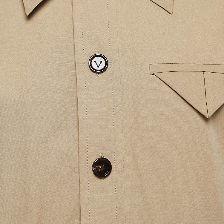 Pre Owned Bottega Veneta Beige Cotton Buttoned Front Jacket S