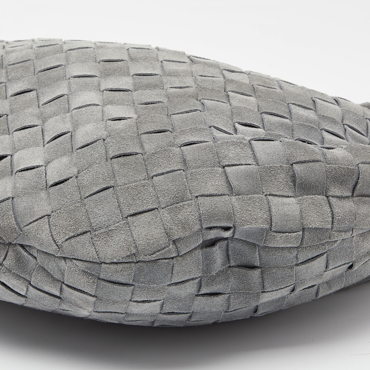 Pre Owned Bottega Veneta Grey Intrecciato Suede Teen Jodie Hobo