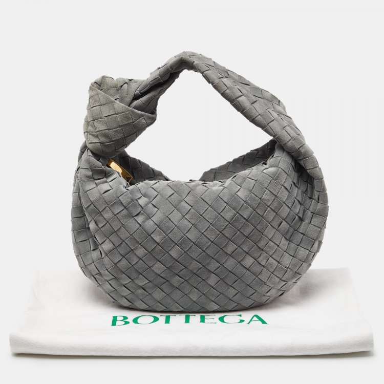 Pre Owned Bottega Veneta Grey Intrecciato Suede Teen Jodie Hobo
