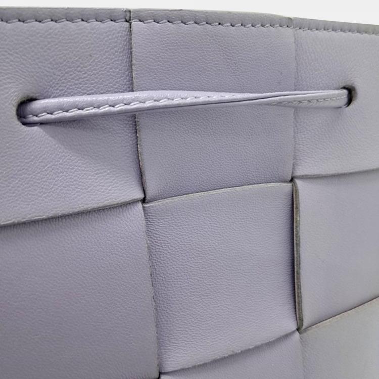 Pre Owned Bottega Veneta Purple Leather Cassette Bucket Bag