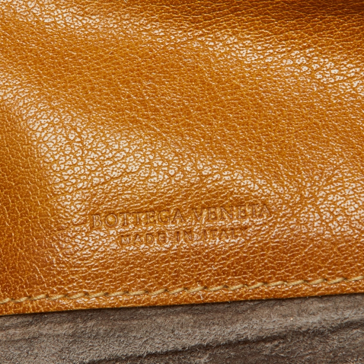 Pre Owned Bottega Veneta Tri Color Intrecciato Leather Turn Lock Clutch