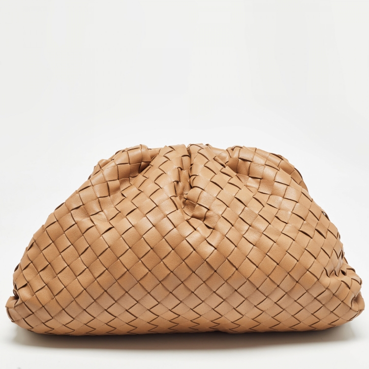 Pre Owned Bottega Veneta Brown Intrecciato Leather Teen Pouch