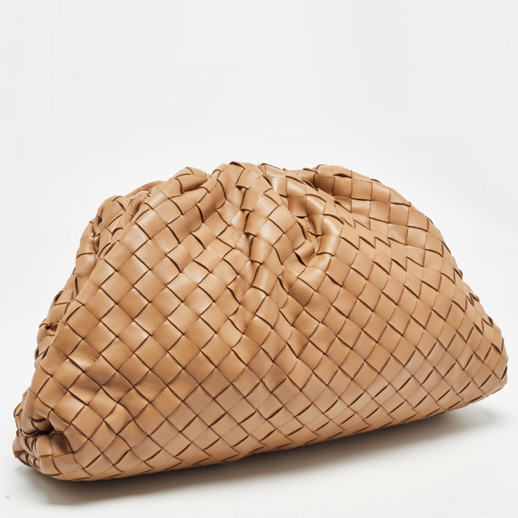 Pre Owned Bottega Veneta Brown Intrecciato Leather Teen Pouch