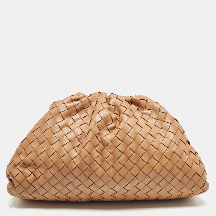 Pre Owned Bottega Veneta Brown Intrecciato Leather Teen Pouch