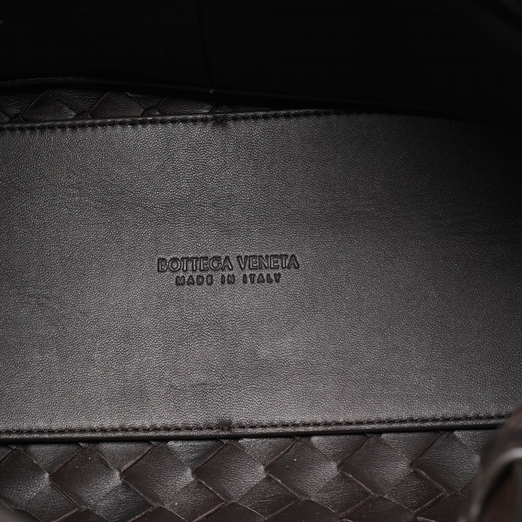 Pre Owned Bottega Veneta Dark Intrecciato Leather Medium Andiamo Bag
