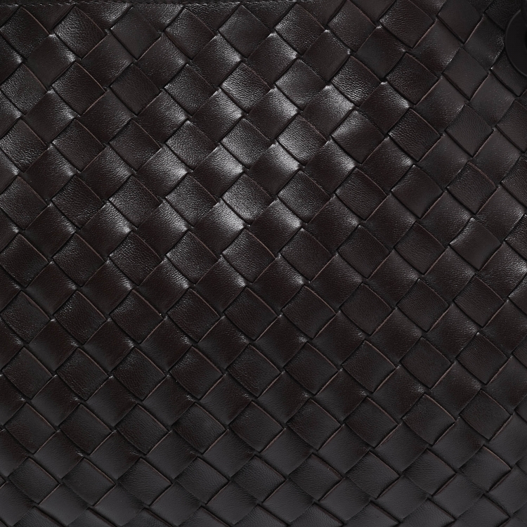 Pre Owned Bottega Veneta Dark Intrecciato Leather Medium Andiamo Bag