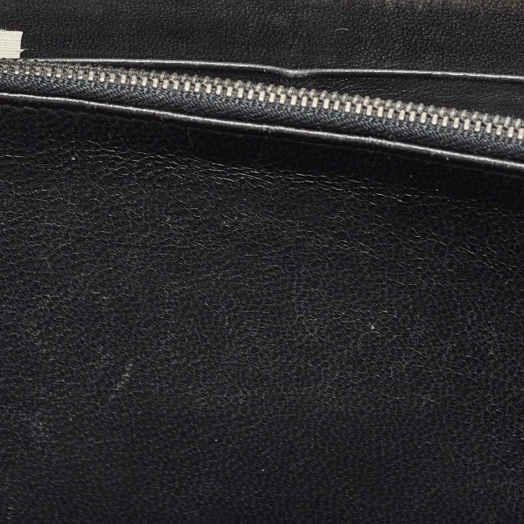 Pre Owned Bottega Veneta Brown/Black Intrecciato Leather Zip Around Wallet
