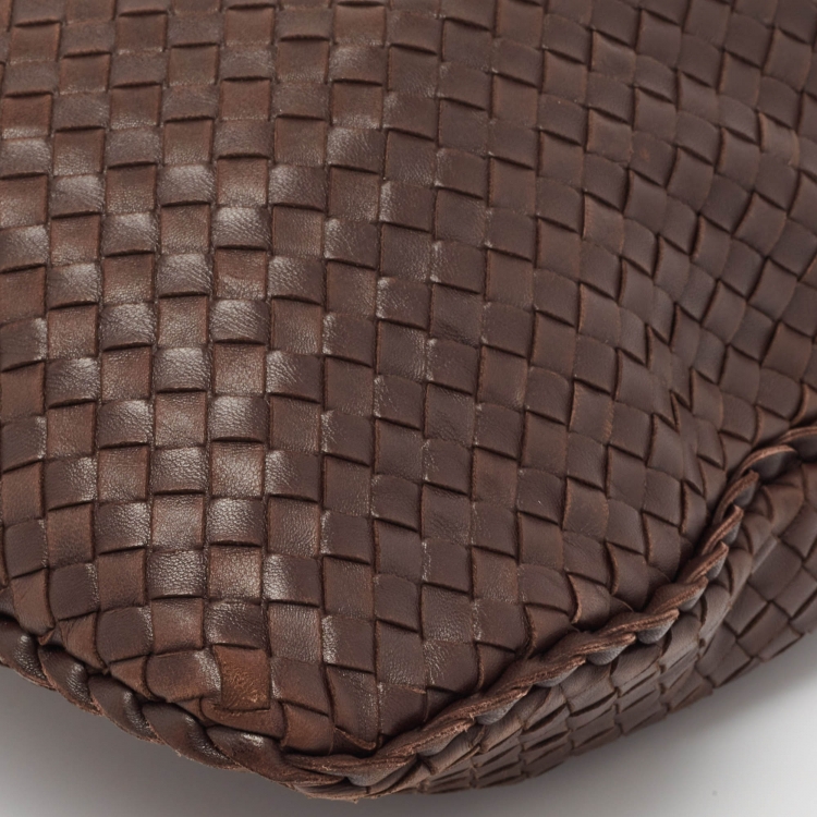 Pre Owned Bottega Veneta Brown Intrecciato Leather Large Veneta Hobo
