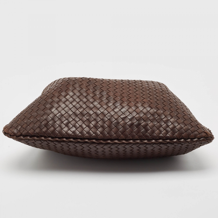 Pre Owned Bottega Veneta Brown Intrecciato Leather Large Veneta Hobo