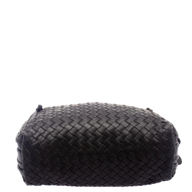Pre Owned Bottega Veneta Dark Brown Intrecciato Leather Double Messenger Bag