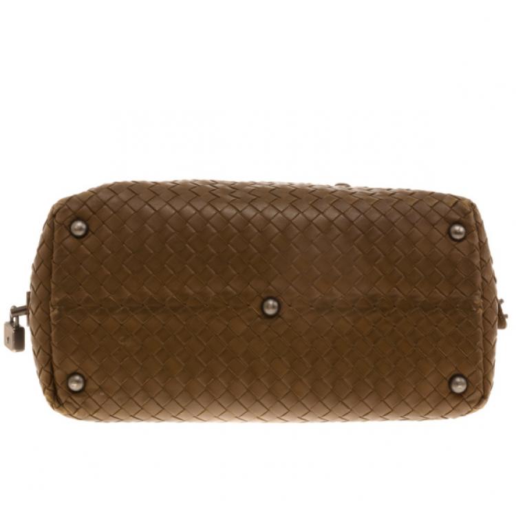 Pre Owned Bottega Veneta Intreciato Brown Top Handle Bag 