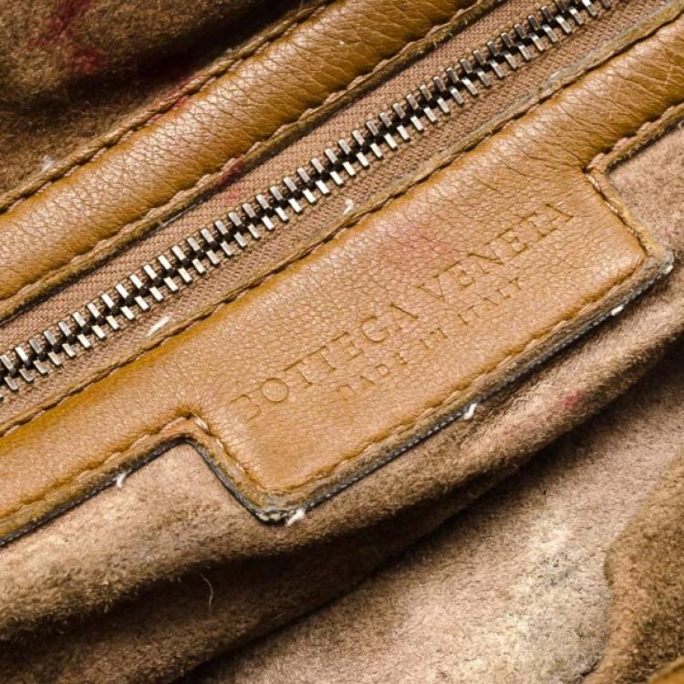 Pre Owned Bottega Veneta Intreciato Brown Top Handle Bag 