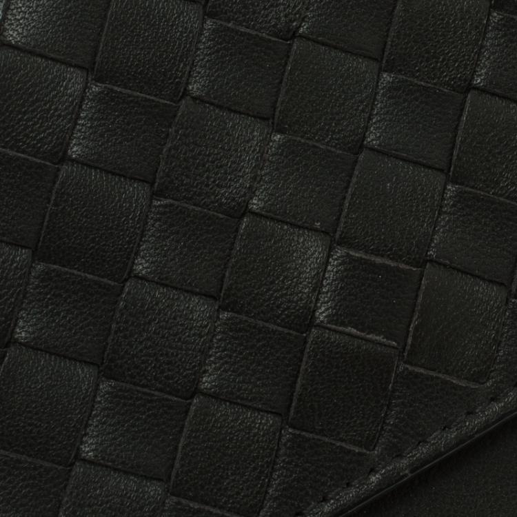 Pre Owned Bottega Veneta Dark Grey Leather Intrecciato Card Holder