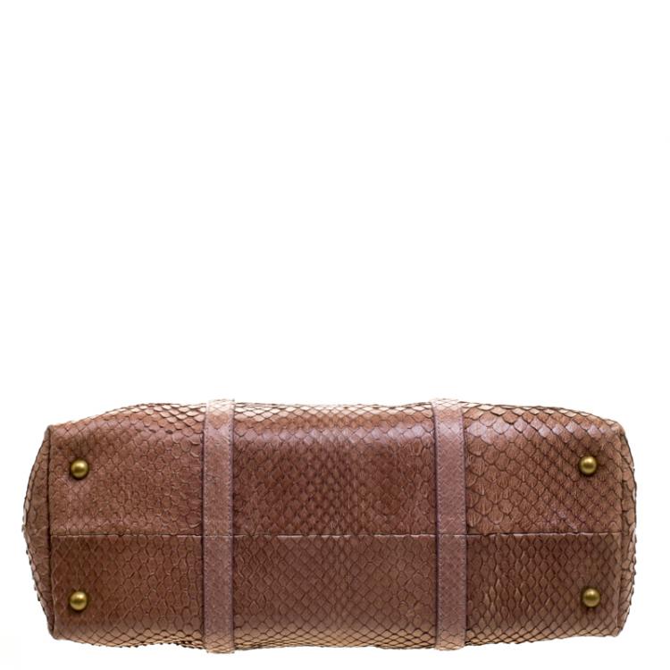 Pre Owned Bottega Veneta Brown Python Satchel