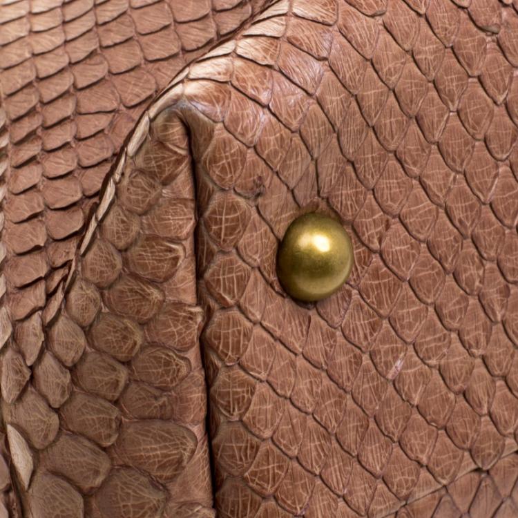 Pre Owned Bottega Veneta Brown Python Satchel