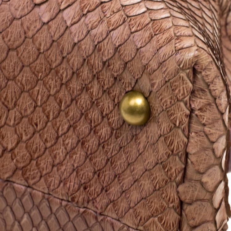 Pre Owned Bottega Veneta Brown Python Satchel