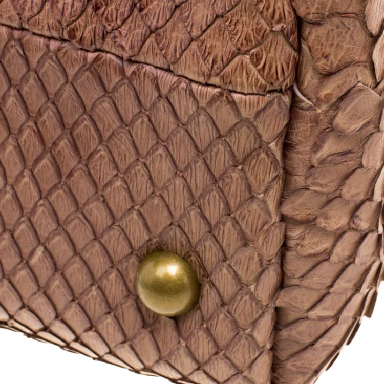 Pre Owned Bottega Veneta Brown Python Satchel
