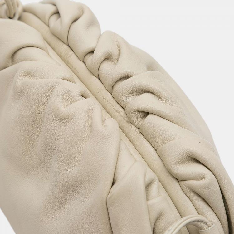 Pre Owned Bottega Veneta White Lambskin The Mini Pouch Crossbody