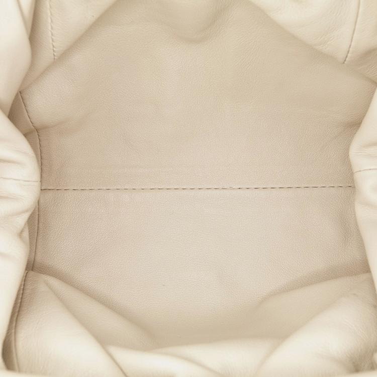 Pre Owned Bottega Veneta White Lambskin The Mini Pouch Crossbody