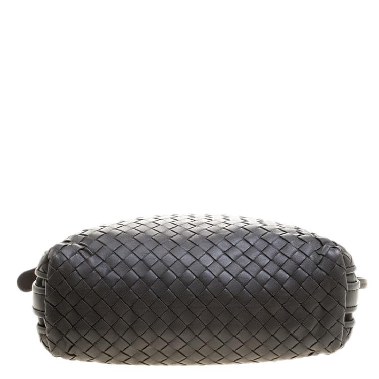 Pre Owned Bottega Veneta Grey Intrecciato Leather Double Messenger Bag